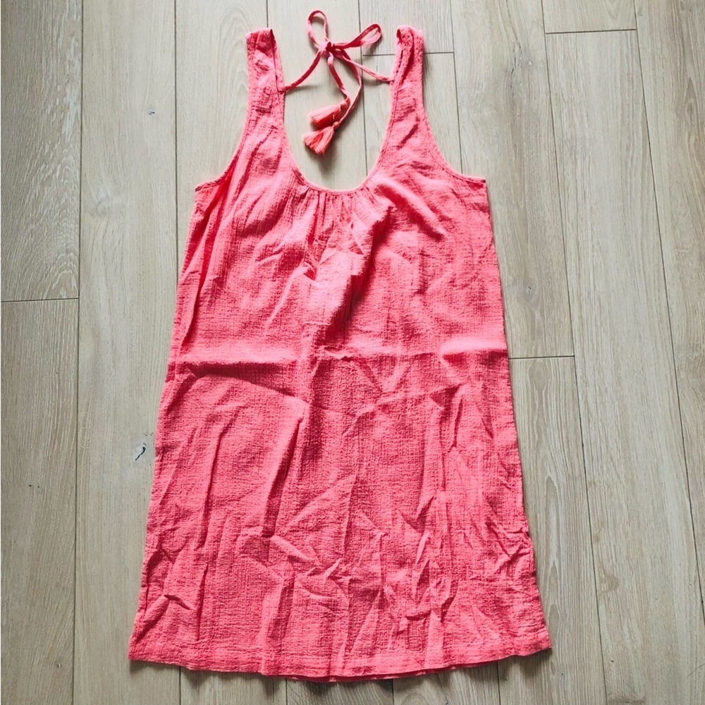 NWT J. Crew Beach Cover Up Tunic Dress in Salmon/ Neon Orange Size XS